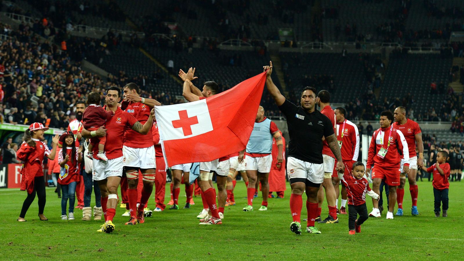 Foto: La selección de Tonga, durante la World Cup 2015 disputada en Inglaterra. (EFE)