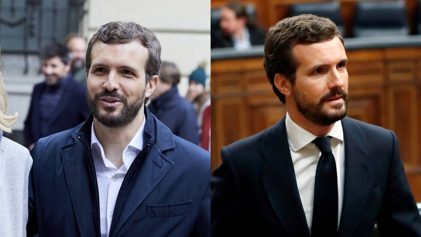 Pablo Casado, antes y después. (Cordon Press / Getty)