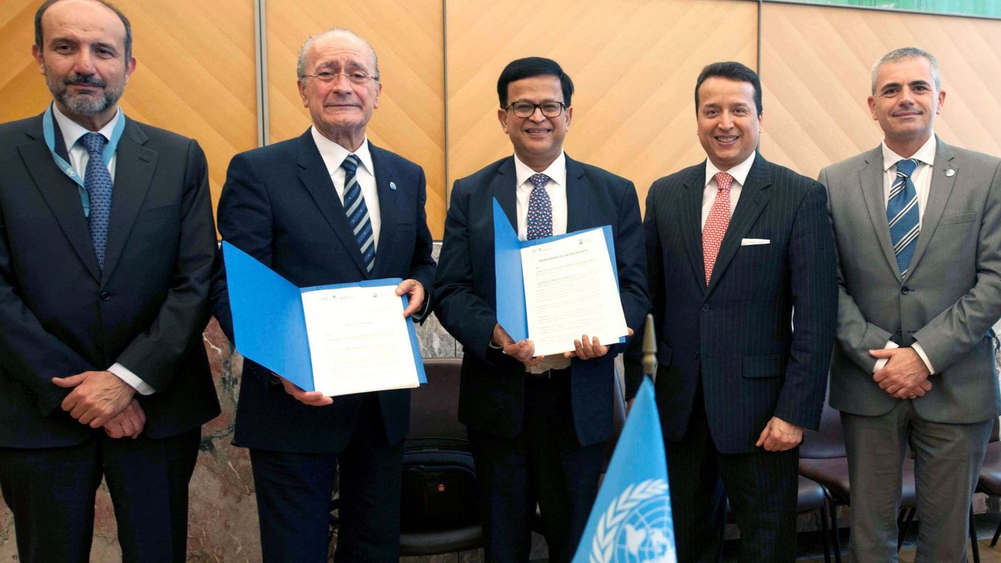 Victorio Redondo, en una foto de archivo de 2018, durante la Ceremonia de la Firma del Acuerdo de Cooperación entre el Instituto de las Naciones Unidas para la Formación Profesional e Investigaciones (UNITAR) y el Ayuntamiento de Málaga. (EFE)