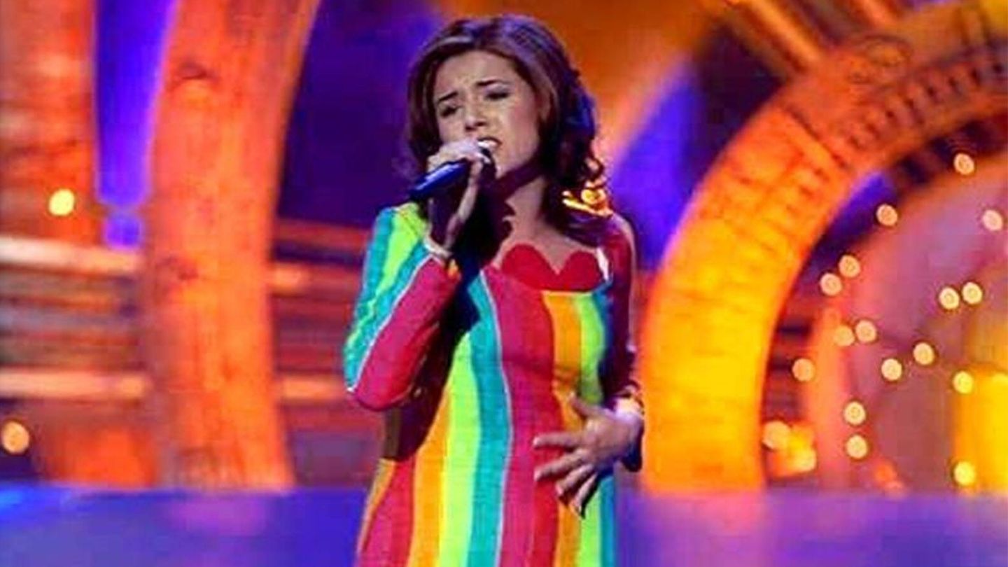 La cantante Lydia, en el Festival de Eurovisión de 1999. (RTVE)
