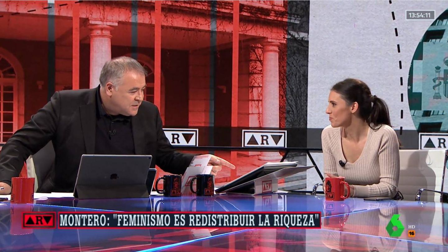 Antonio García Ferreras, entrevistando a Irene Montero. (Captura de Atresmedia)