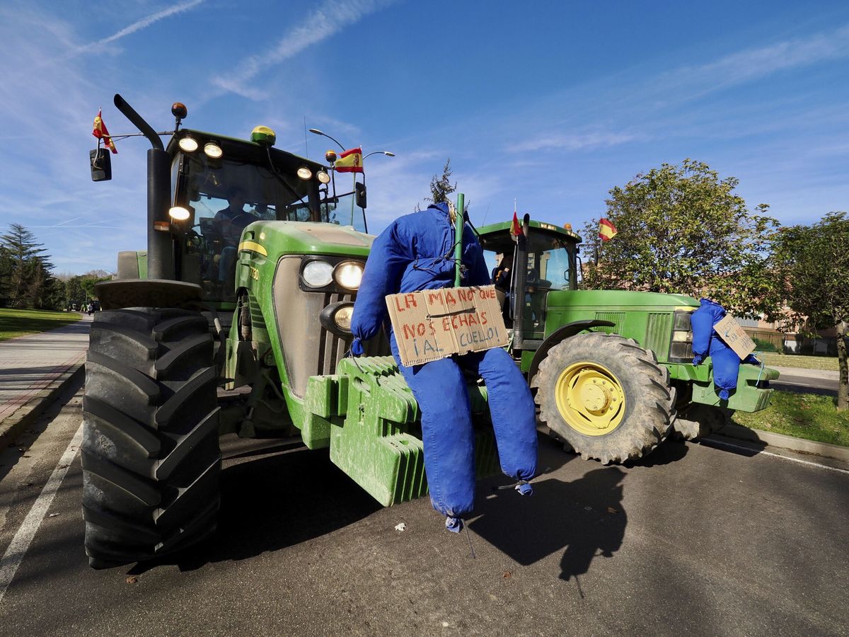 Foto: Medio centenar de tractores marchan por Valladolid para hacer ver los problemas del campo. (EFE/R. García)