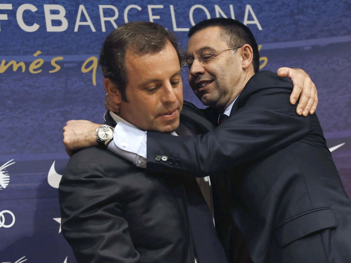 Foto: Los expresidentes del Barça Sandro Rosell y Josep MarIa Bartomeu, ambos investigados en el caso Negreira. (EFE/Alejandro García)