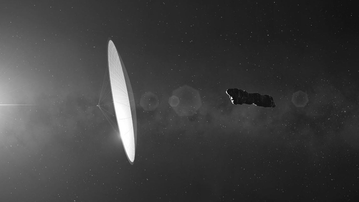 MADRID, 04 02 2021.- Representación artística de Oumuamua como una vela solar. (Science Photo Library)