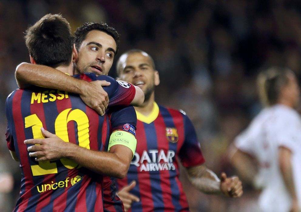 Foto: Xavi Hernández y Leo Messi celebran un gol con el Barcelona.