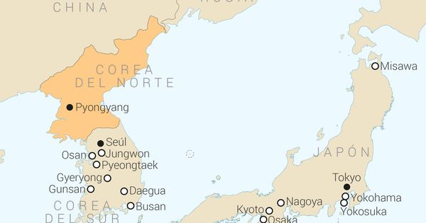 Foto: Mapa de los puntos que Corea del Norte pretende atacar con armas nucleares en caso de guerra. (EC Lab/ECFR)