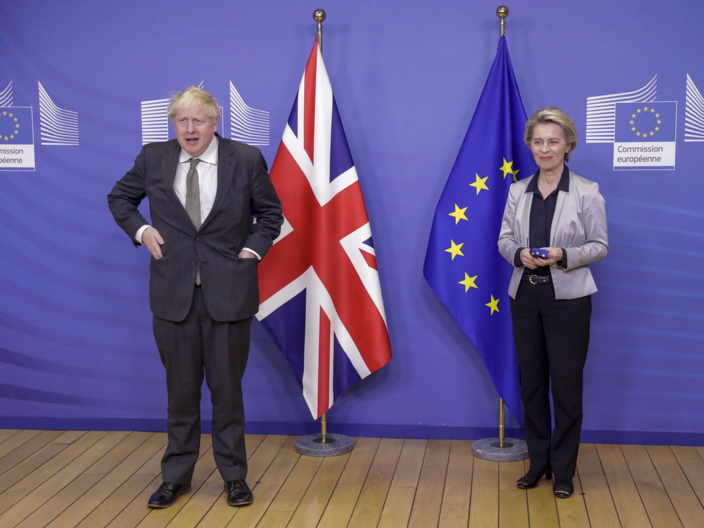 Boris Johnson y la presidenta de la Comisión Europea,  Ursula von der Leyen. (Reuters)