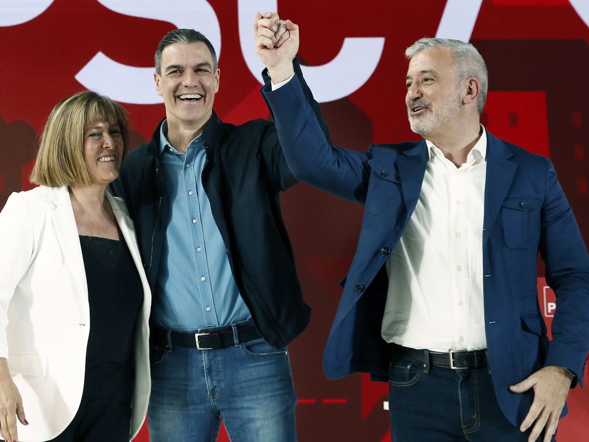 Foto: Jaume Collboni, junto a Pedro Sánchez, en un acto electoral. (EFE/Andreu Dalmau)