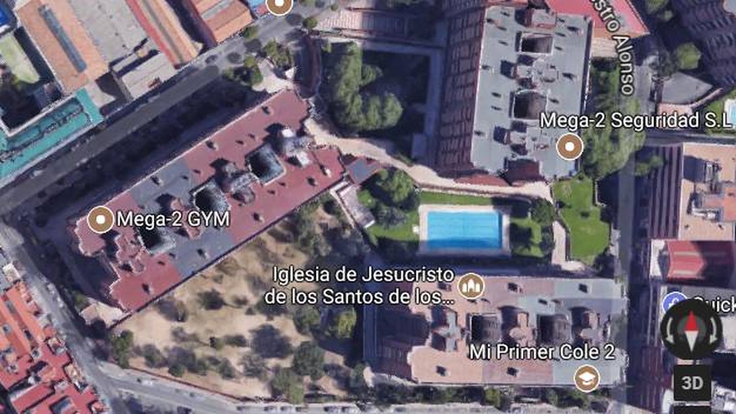 Foto aérea de la urbanización de los Villar Bollaín en Madrid. (Google)
