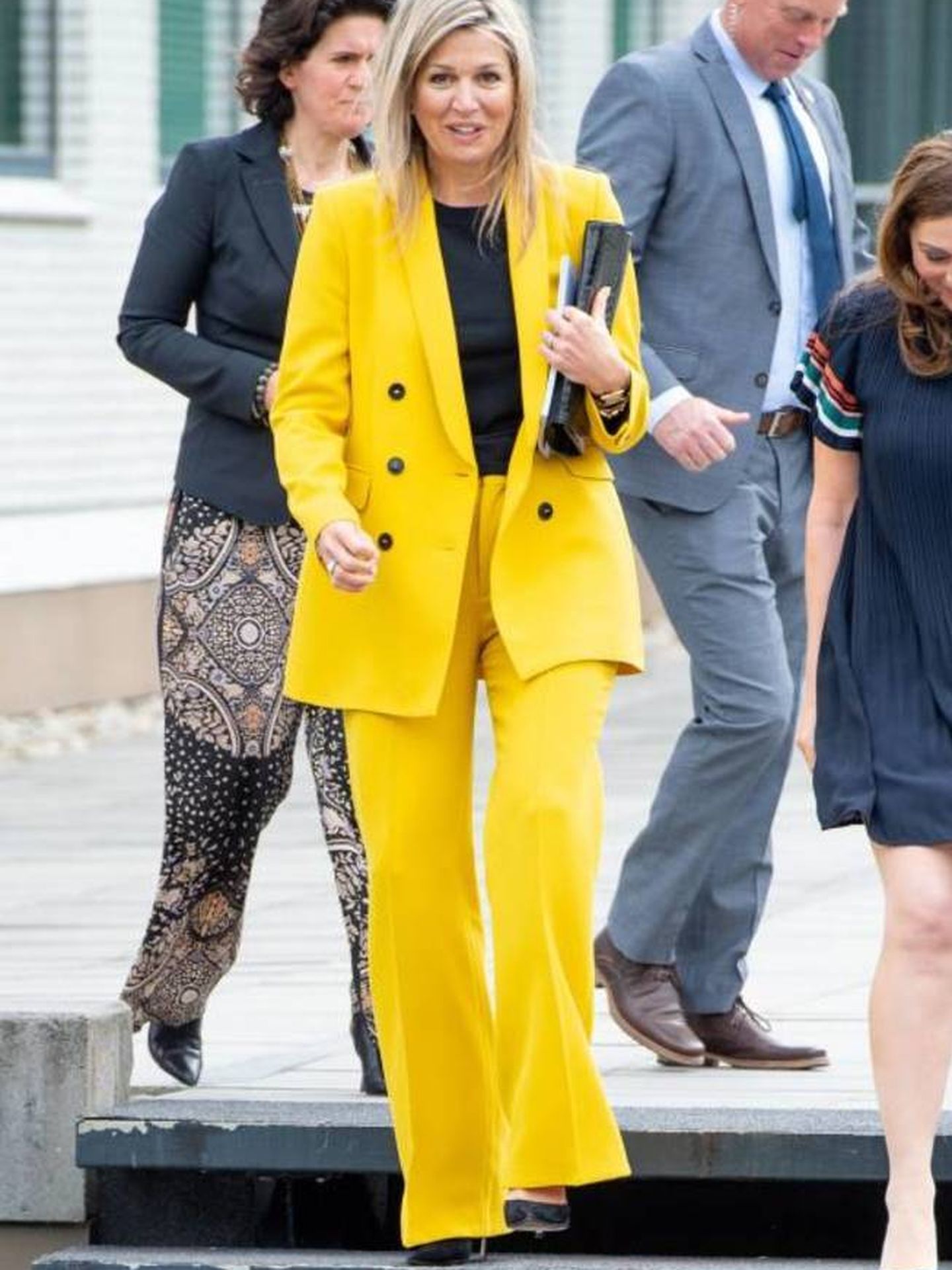 Máxima de Holanda en 2019 con el traje de Zara. (Cordon Press)