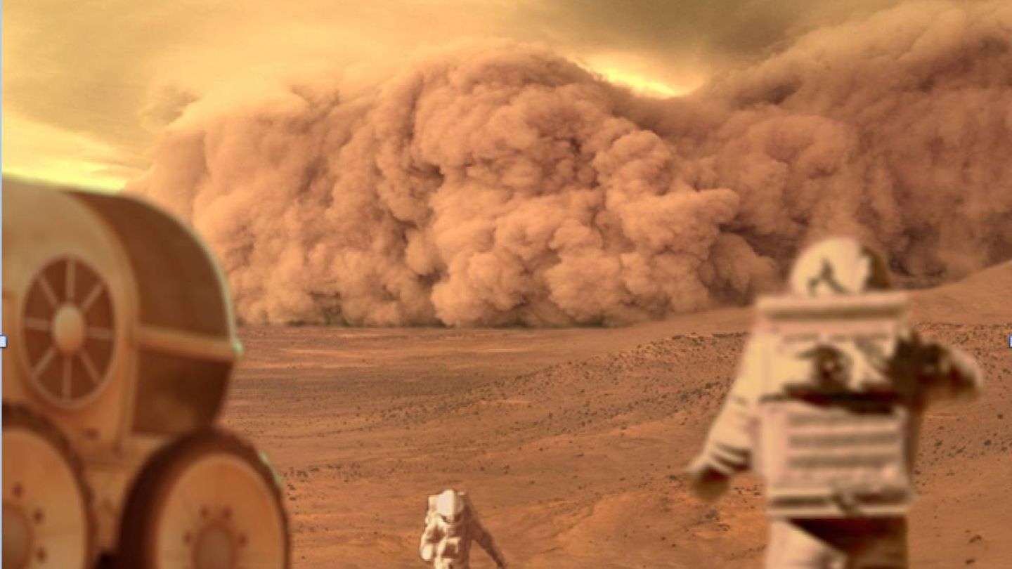 Una tormenta de arena marciana aproximándose (Wikicommons)