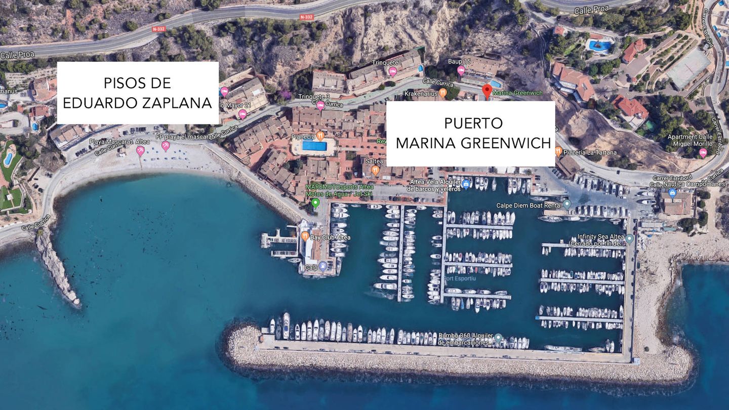 Mapa de la zona de Altea (Alicante) donde se encuentran el puerto y los apartamentos de Zaplana.