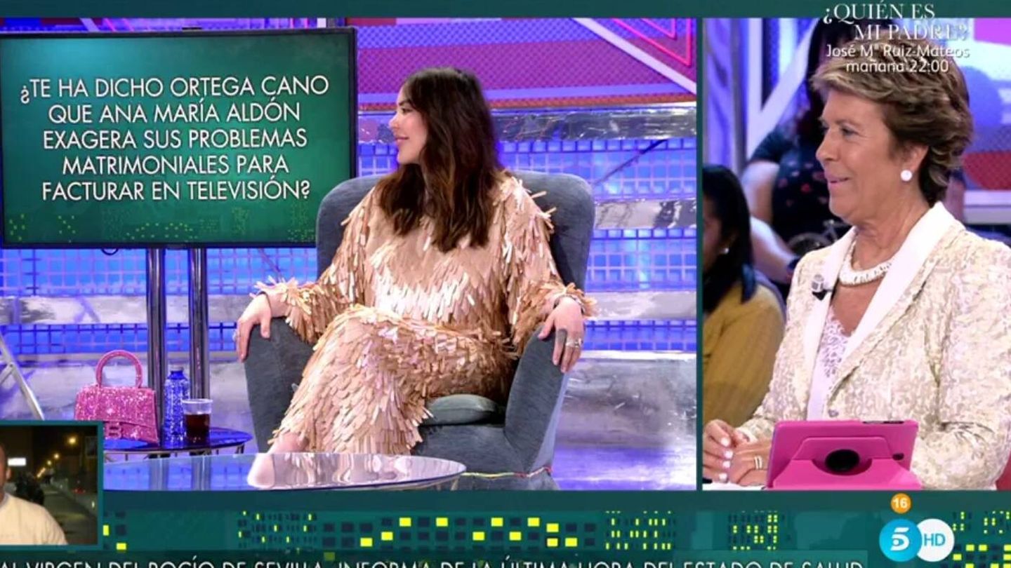 Patricia Donoso hablando sobre Ana María Aldón. (Telecinco).