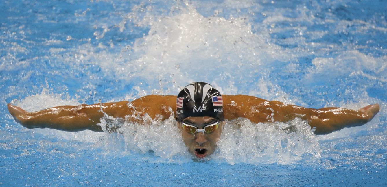 El estadounidense Michael Phelps, en la prueba de relevo 4x100m de Río. (EFE)