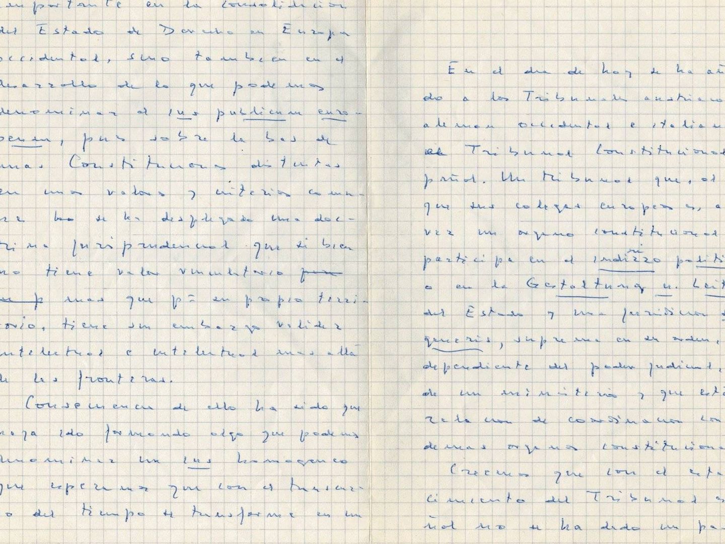 Manuscrito del primer discurso de García Pelayo en el TC. (Archivo Jaime Nicolás) (Pinche para ampliar)