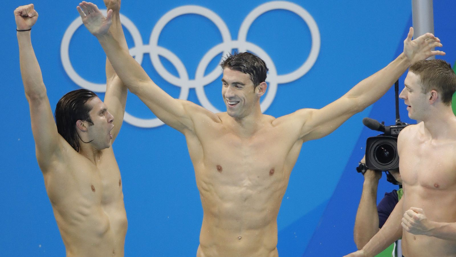 Foto: Michael Phelps, Cody Miller y Ryan Murphy (efe)