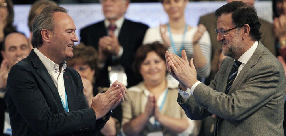 Fabra y Rajoy, en un momento de la reunión del Partido Popular en Valencia.