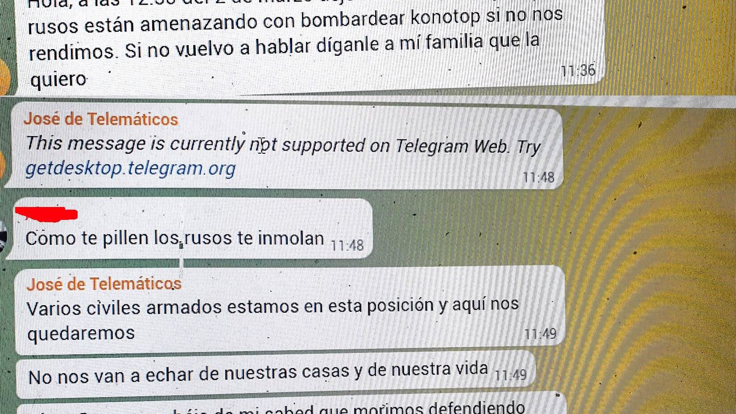 Un voluntario español describe su desesperada situación en Konotop. (F. B.)
