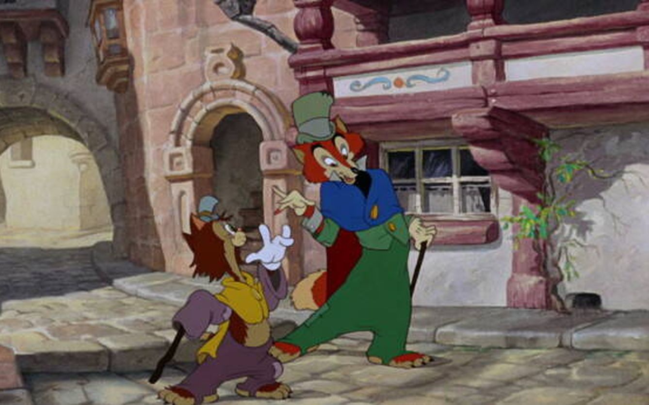 Honrado Juan y Gadeón en la ficción de Disney. (Fotograma de 'Pinocho', 1940)