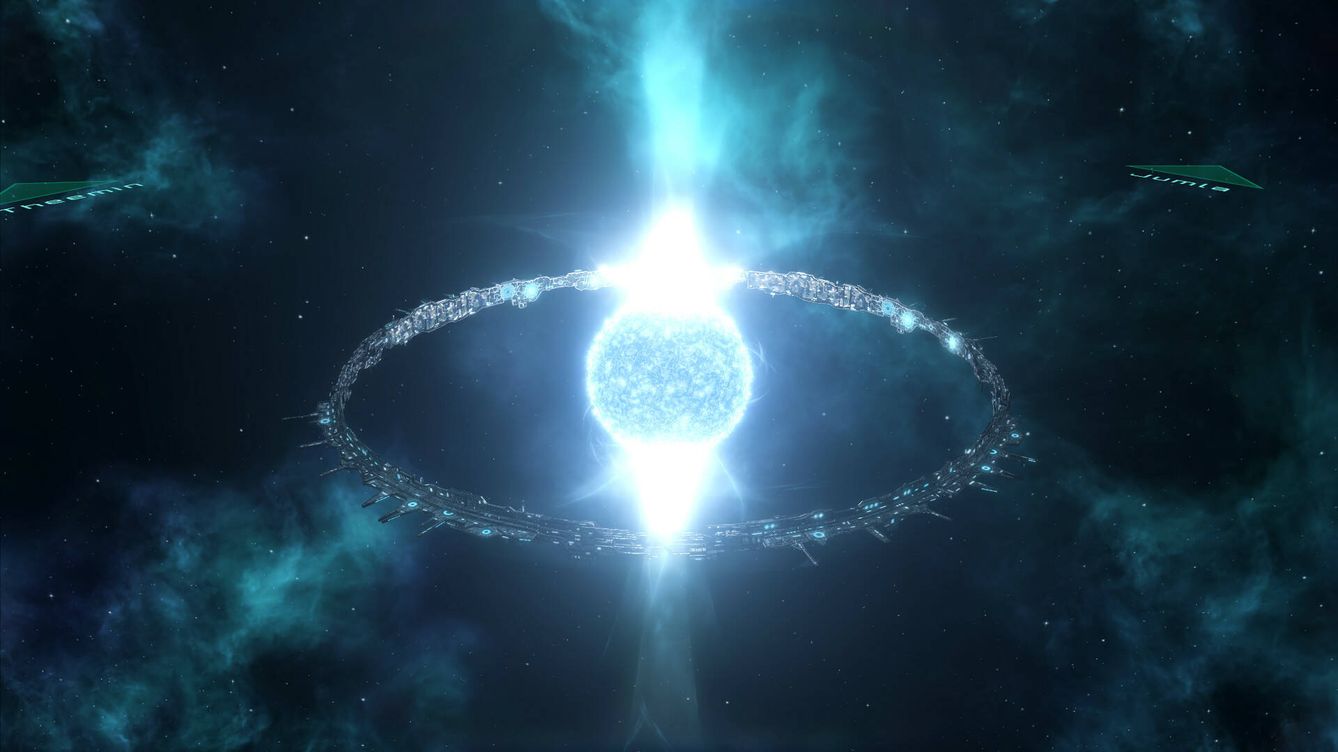 Foto: Visualización de una megaestructura alrededor de una estrella de neutrones. (Stellaris)
