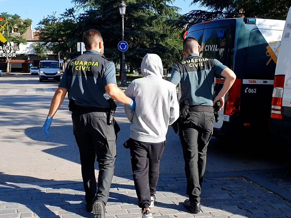 Foto: Los agentes con uno de los detenidos. (Guardia Civil)