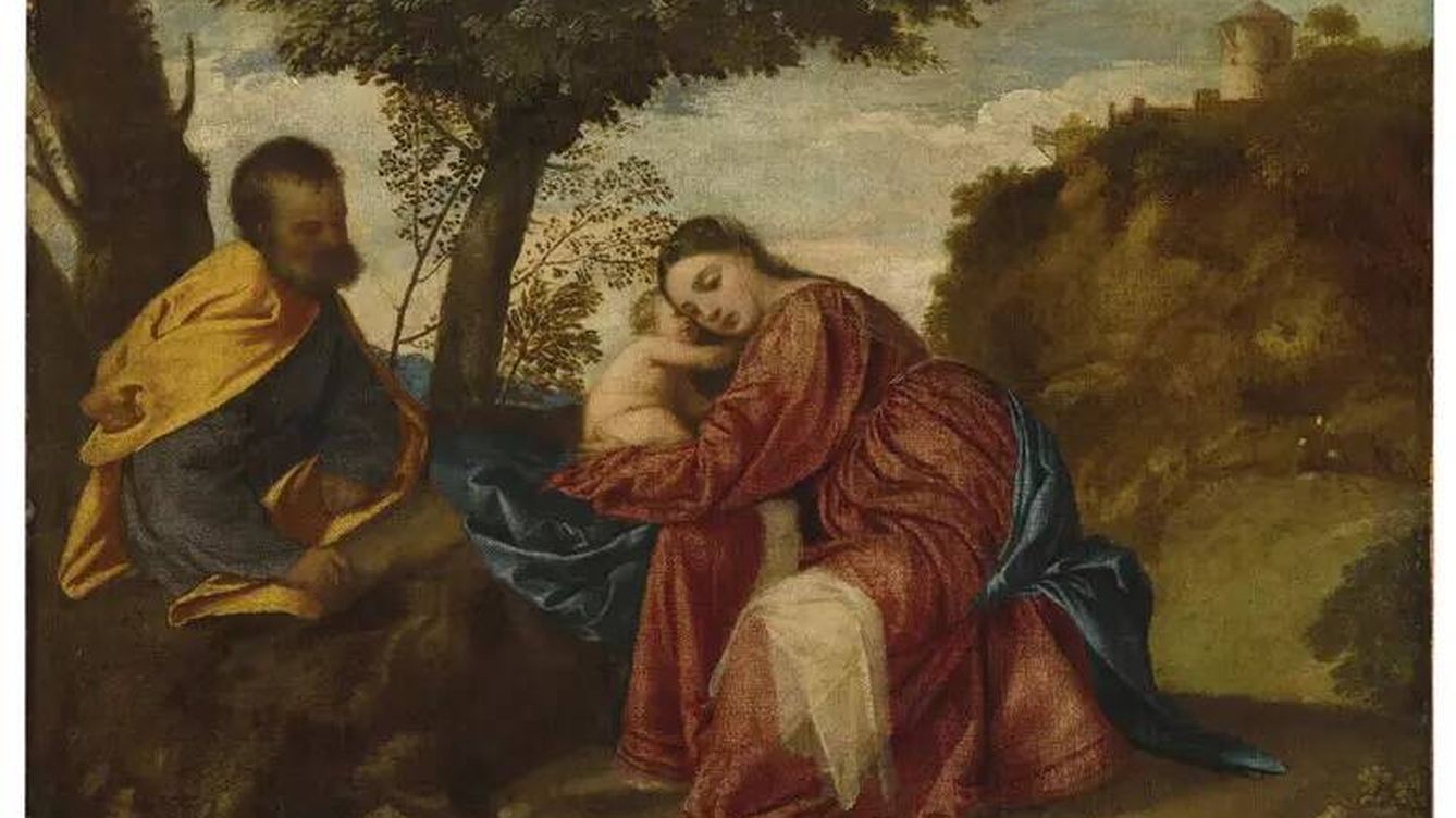 Foto: 'Descanso en la huida a Egipto', de Tiziano, saldrá a subasta en Christie's el próximo 2 de julio. (Christie's)