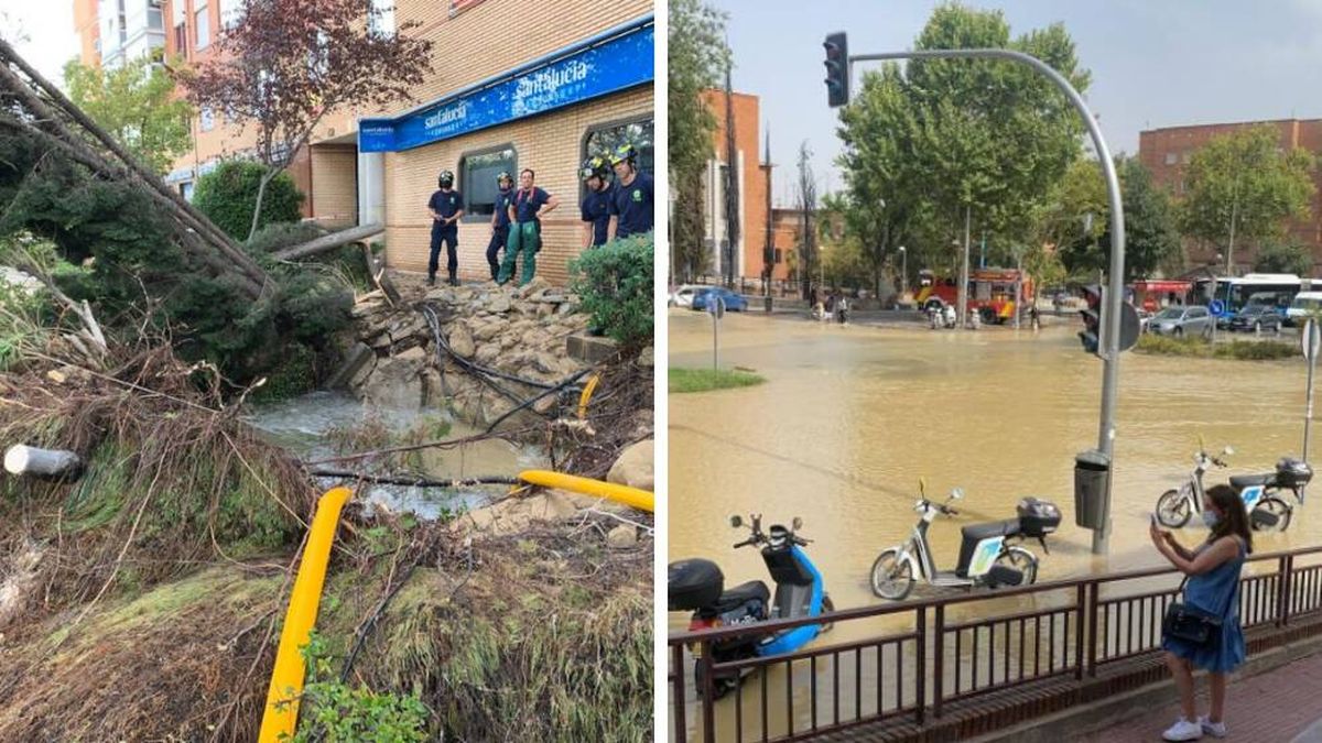 Inundación en San Blas (Madrid): la rotura de una tubería del Canal abre un socavón en el barrio