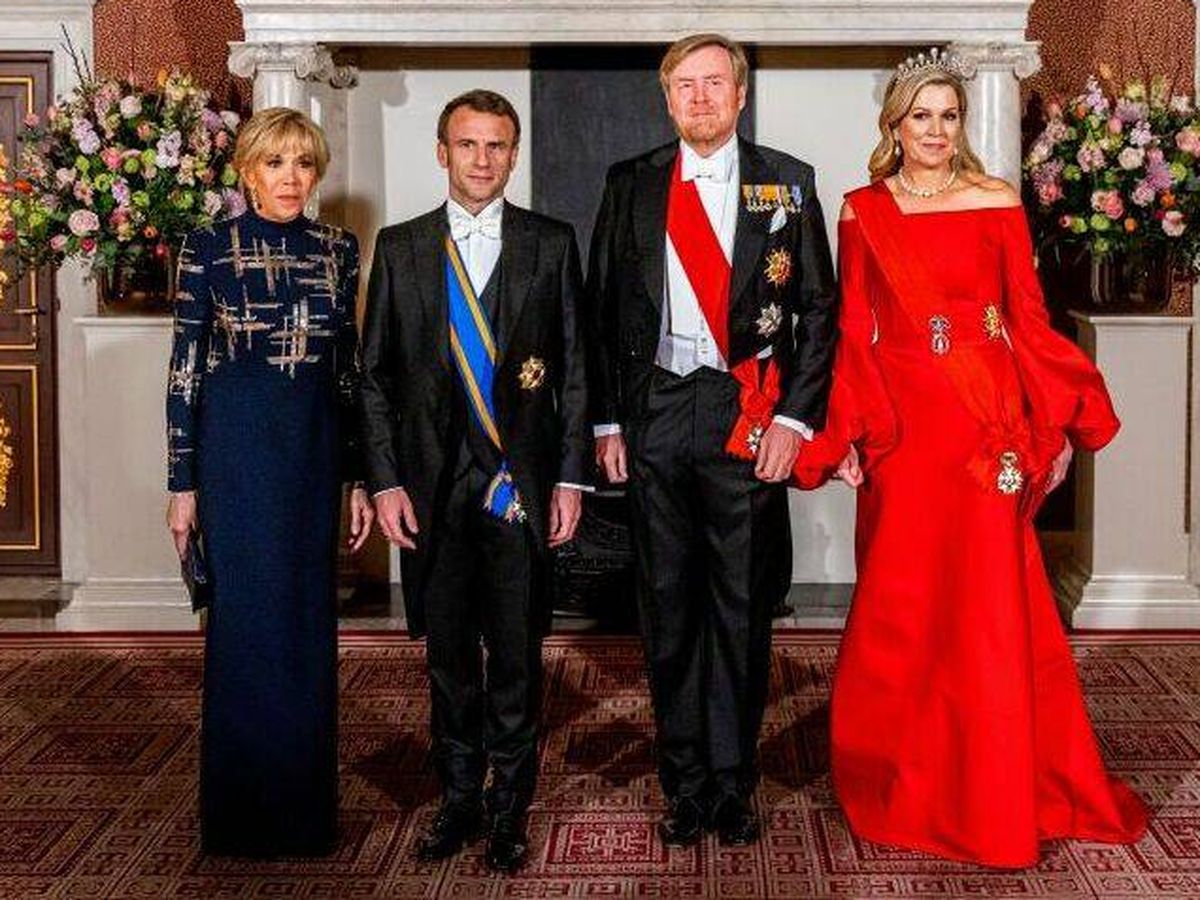 Foto: Los reyes de Holanda, junto a los Macron. (Getty)