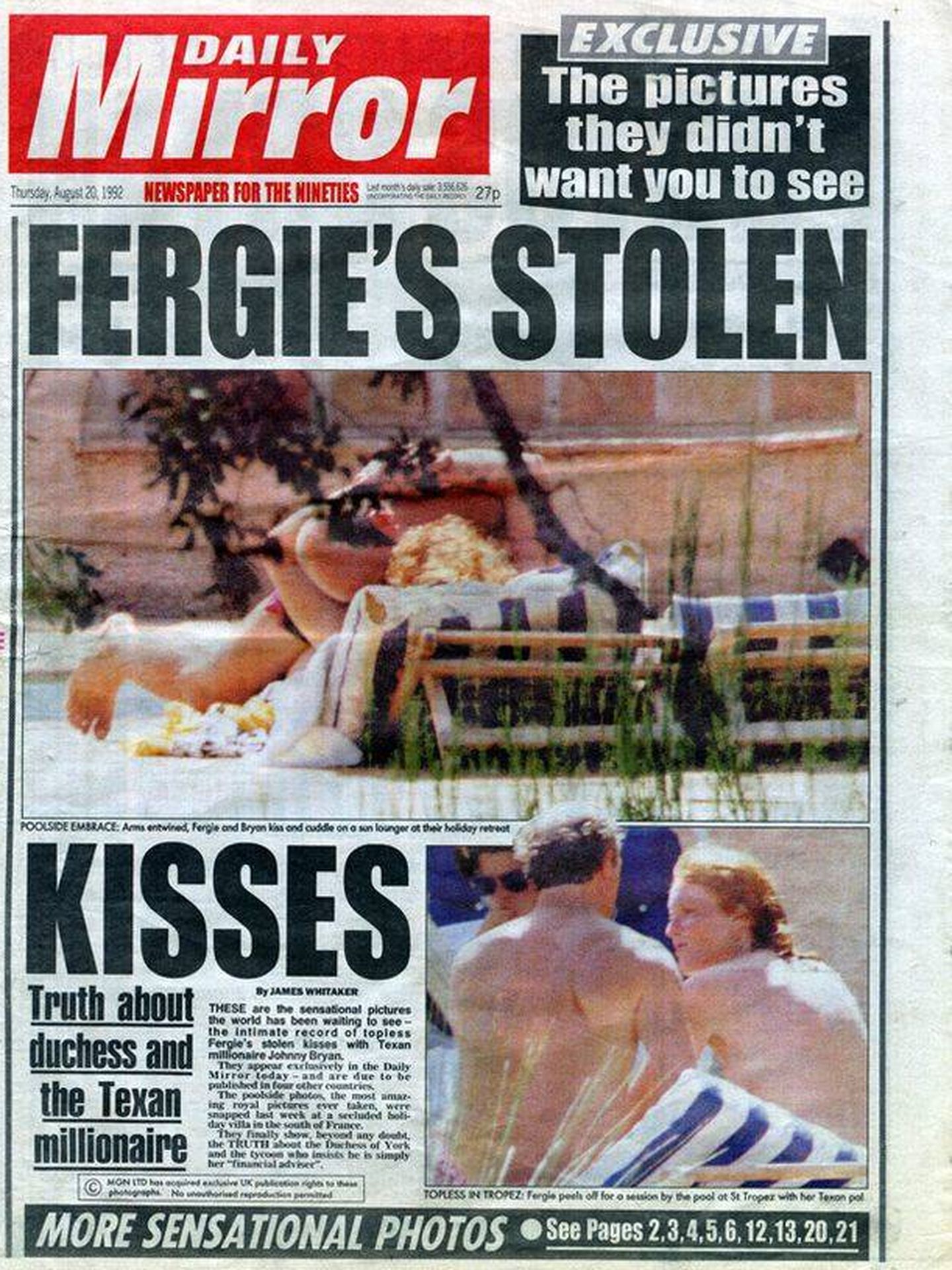 Sarah Ferguson se relaja en la Costa Azul junto a John Bryan. (Daily Mirror)