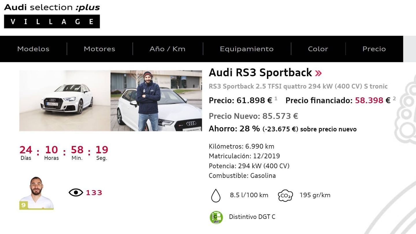 El coche utilizado por Karim Benzema, a la venta. 