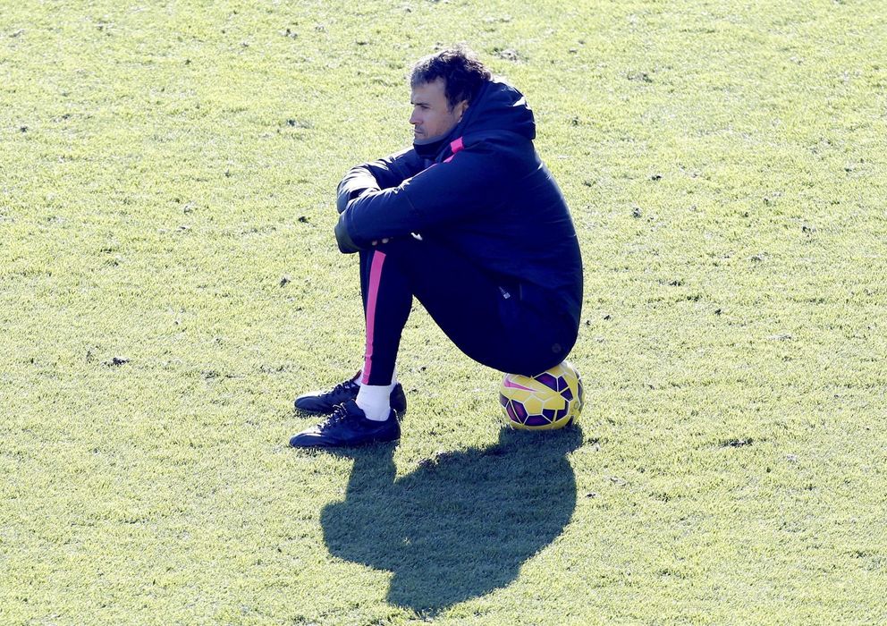Foto: Luis Enrique, durante el último entrenamiento del Barcelona (EFE).