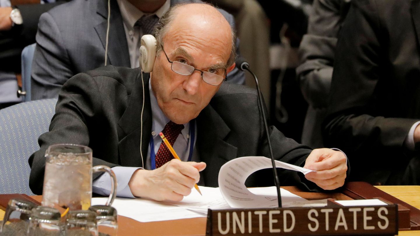 Elliott Abrams durante un reunión reciente del Consejo de Seguridad de la ONU sobre Venezuela.(Reuters)