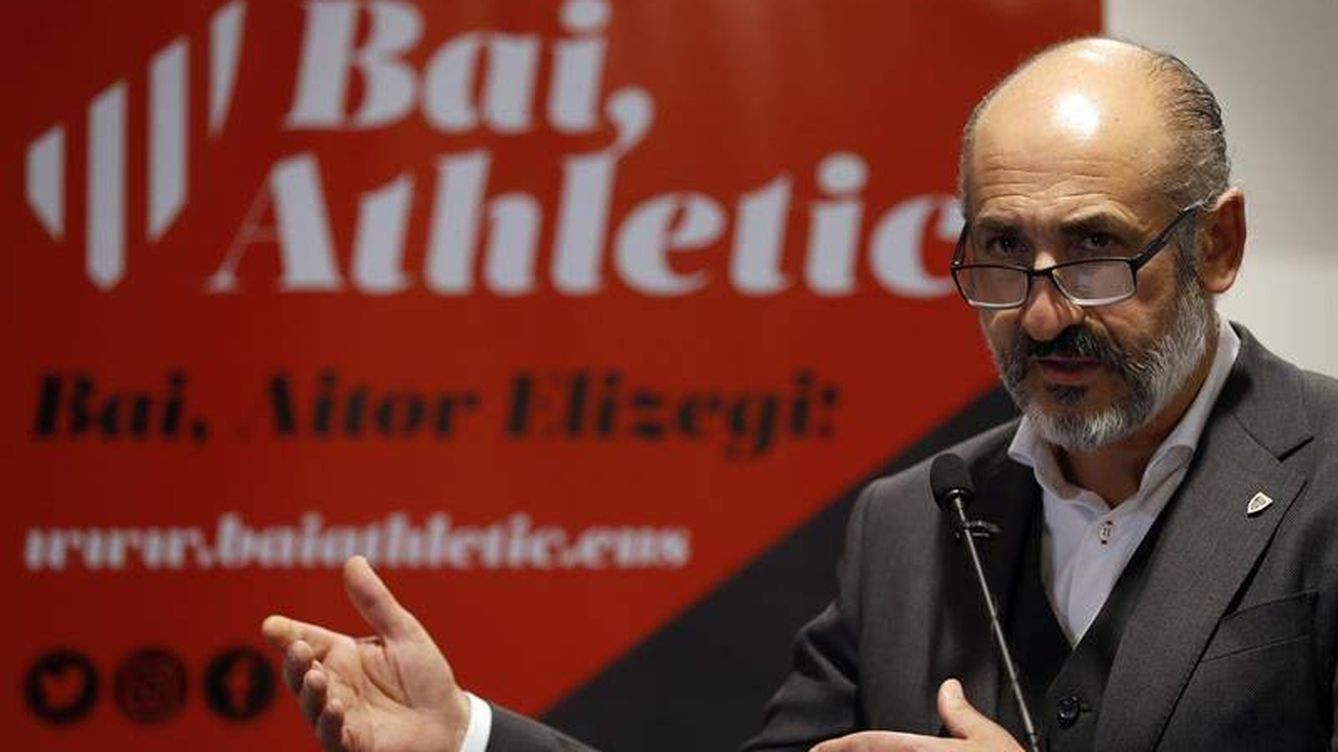 Foto: Aitor Elizegi, durante su candidatura a presidente del Athletic Club. (EFE)