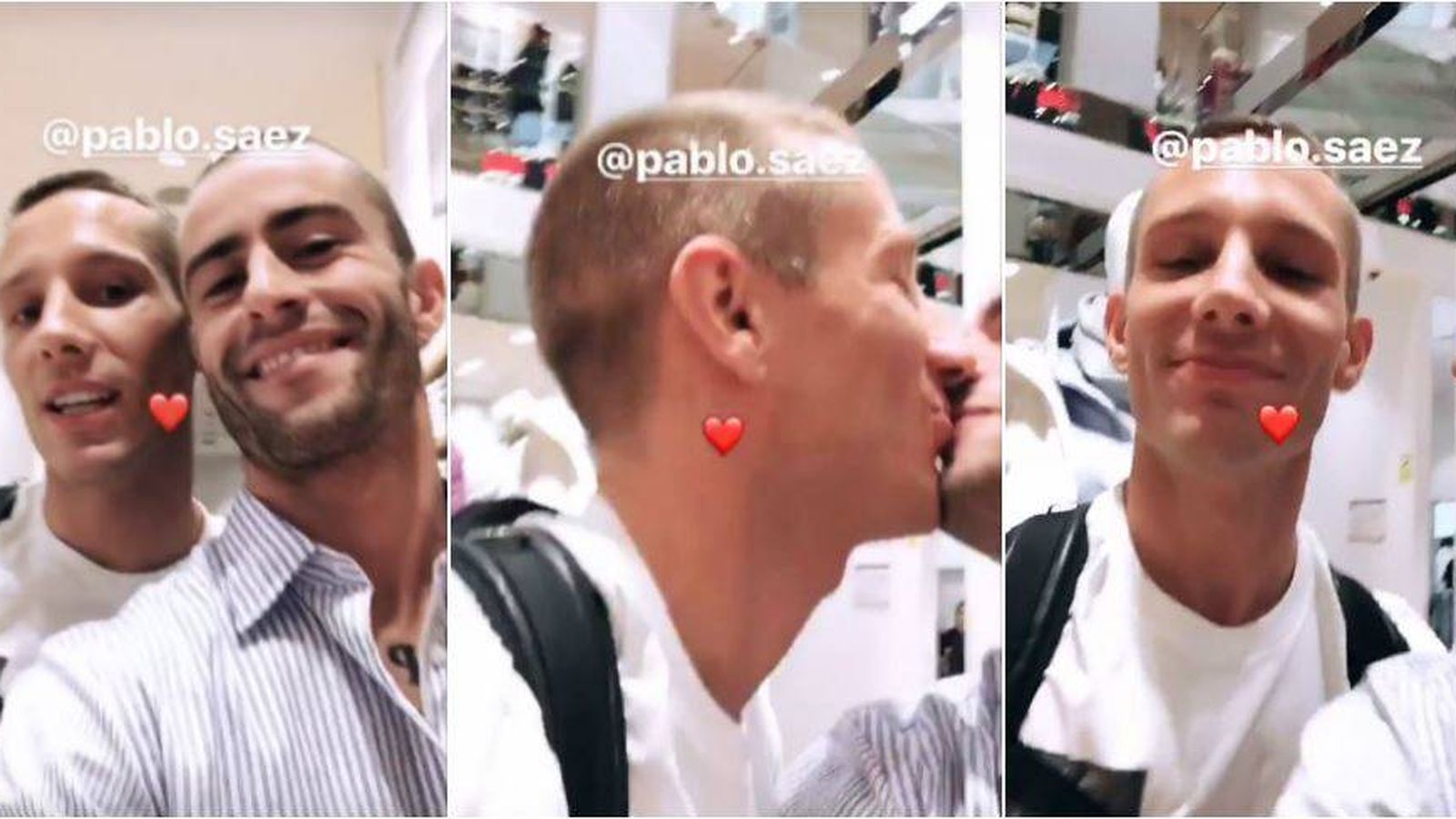 Foto: El beso de Pelayo y Pablo Sáez. (Instagram)