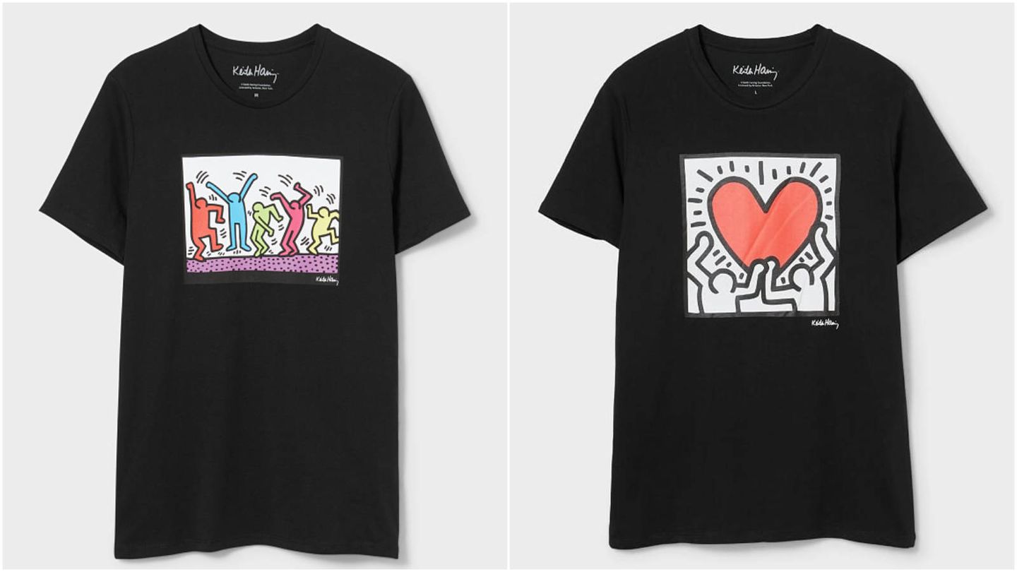 Las camisetas de CyA que recuperan los diseños de Keith Haring. (Cortesía)