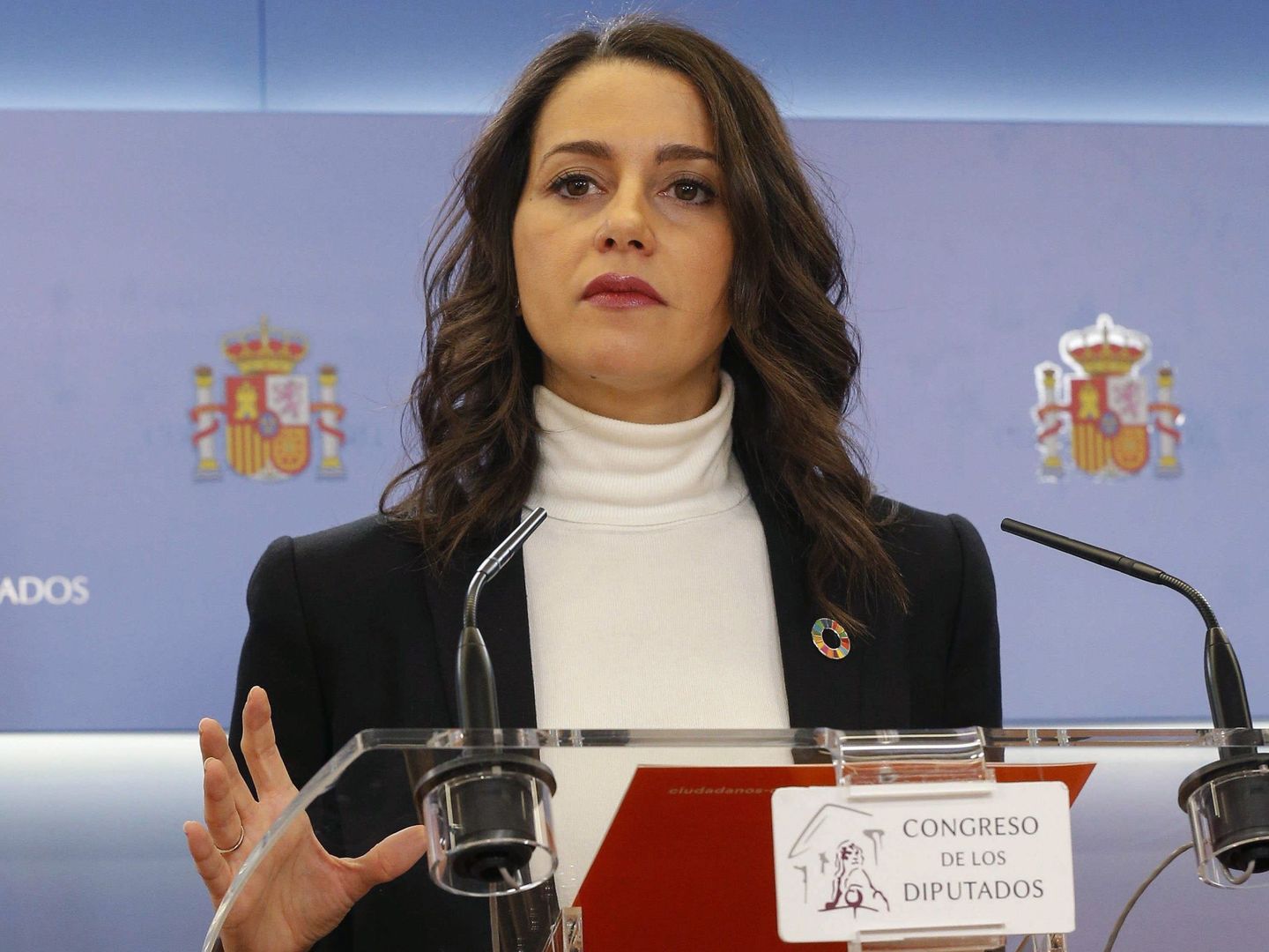 La portavoz de Ciudadanos en el Congreso, Inés Arrimadas, este lunes. (EFE)