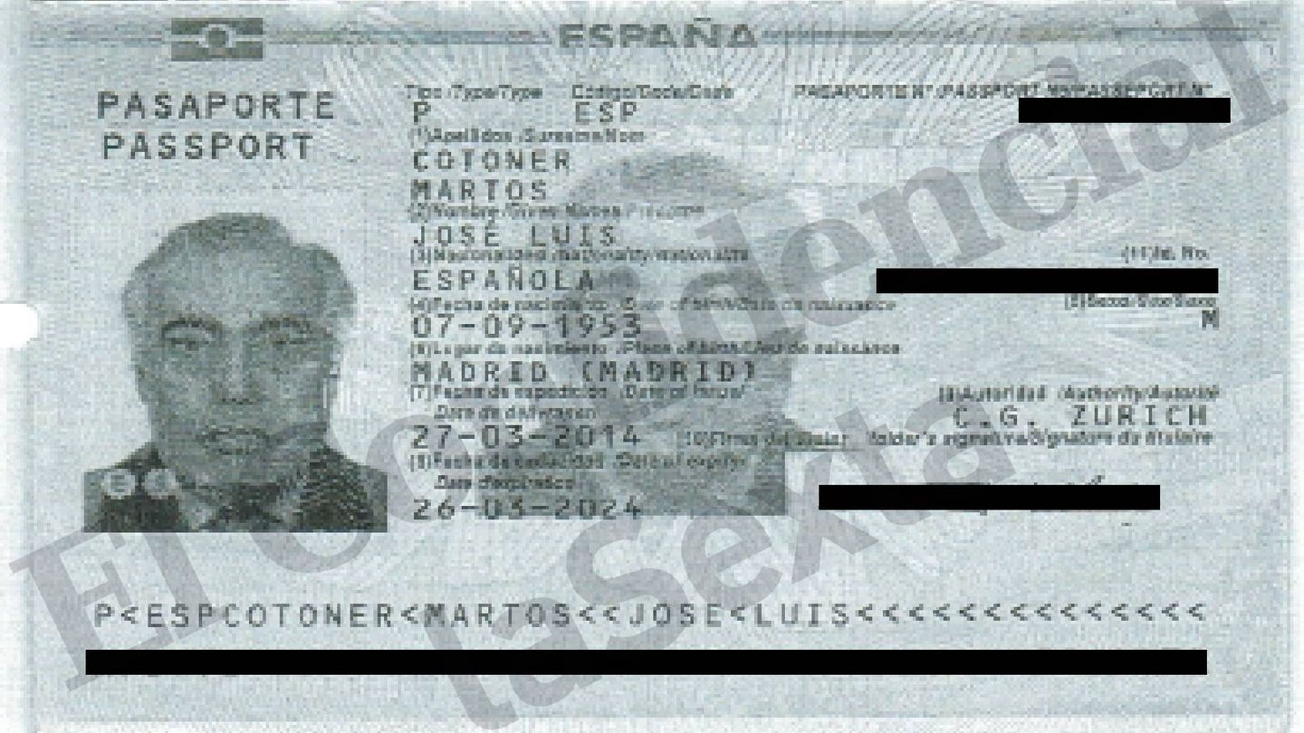 Pasaporte de José Luis Cotoner Martos.