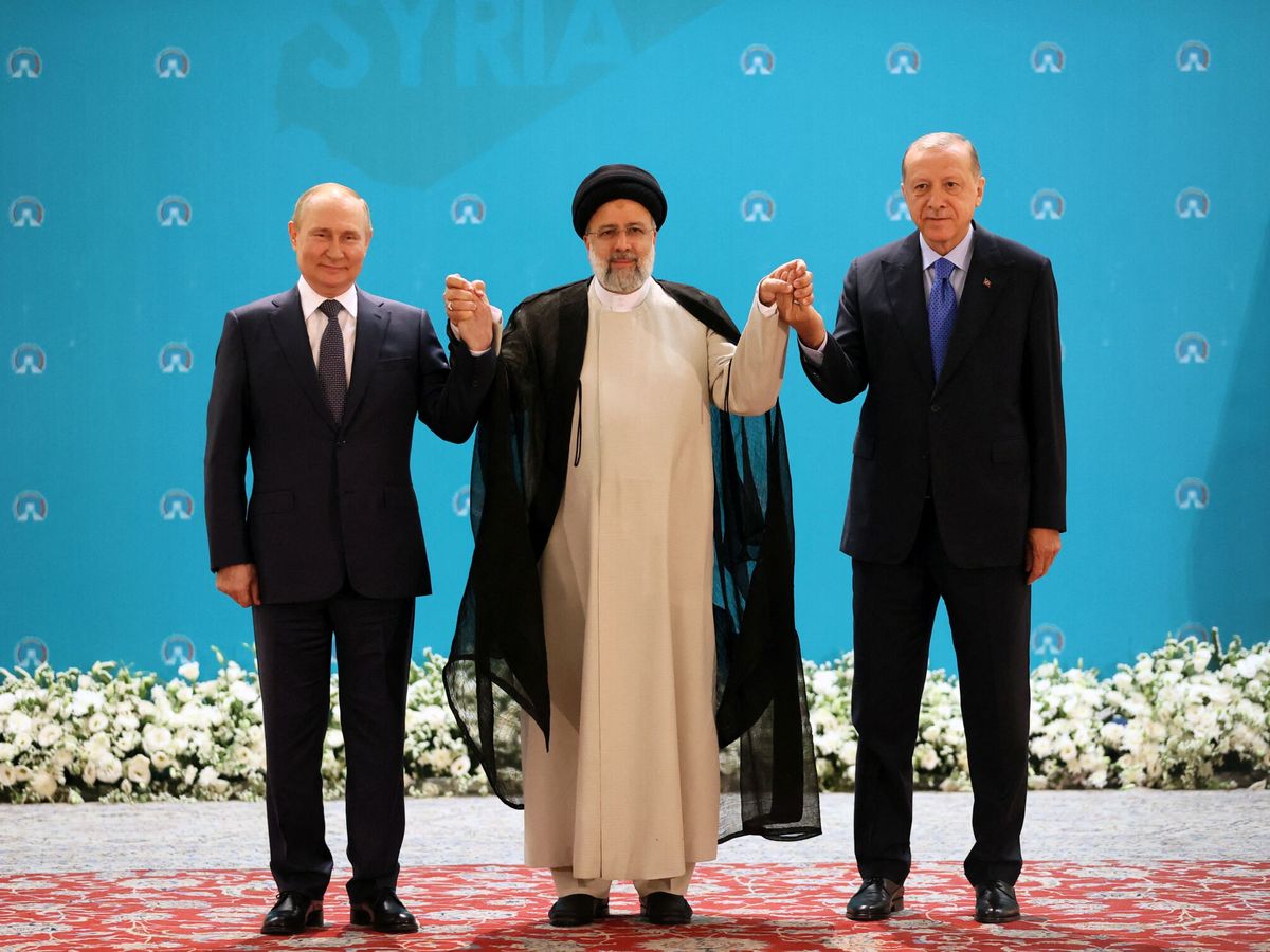 Foto: Vladimir Putin, Ebrahim Rais y Tayyip Erdogan. (Reuters)