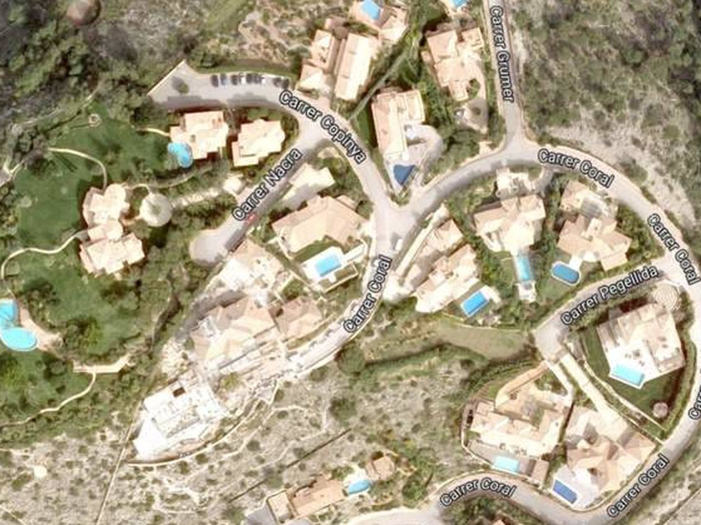 Vista aérea de la urbanización 'Las Brisas', donde se ubica la mansión de los Schumacher. (Google)