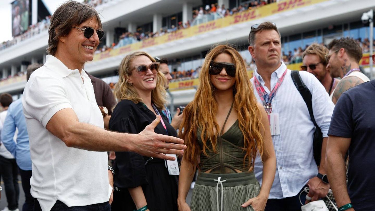 Shakira y Tom Cruise coincidieron en el Grand Prix de Miami. (Gtres)