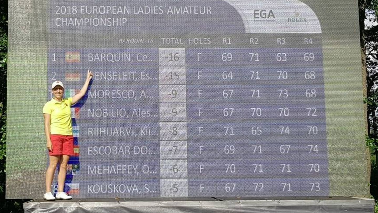 Celia Barquín, tras convertirse en campeona de Europa de Golf. (RFEG)