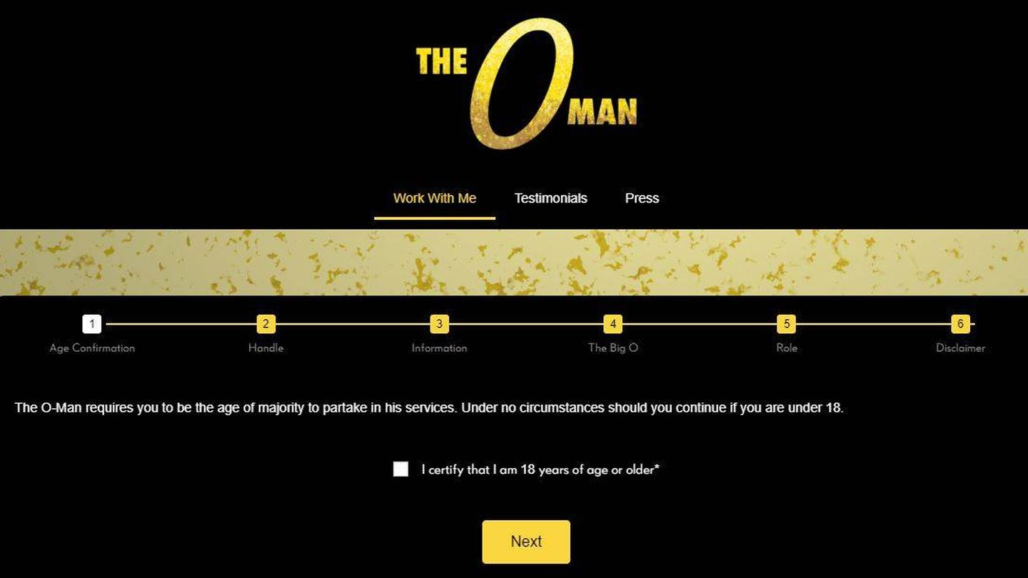 Página de inicio de la web de 'The O-Man'. 