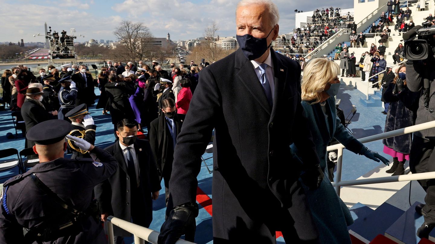 El presidente Joe Biden, en la ceremonia de inauguración. (Reuters)