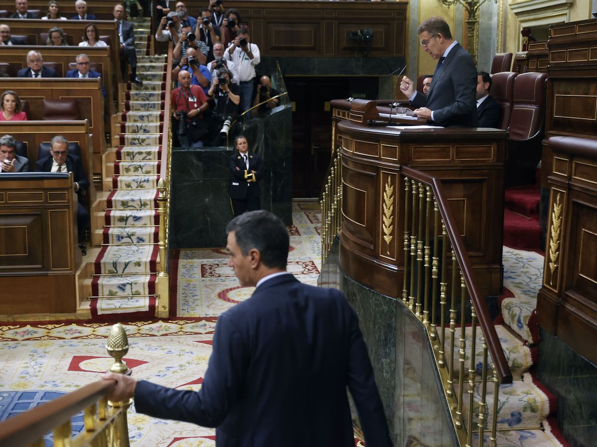 Foto: Imagen de la primera votación del Congreso a la investidura de Feijóo. (EFE/Juan Carlos Hidalgo)
