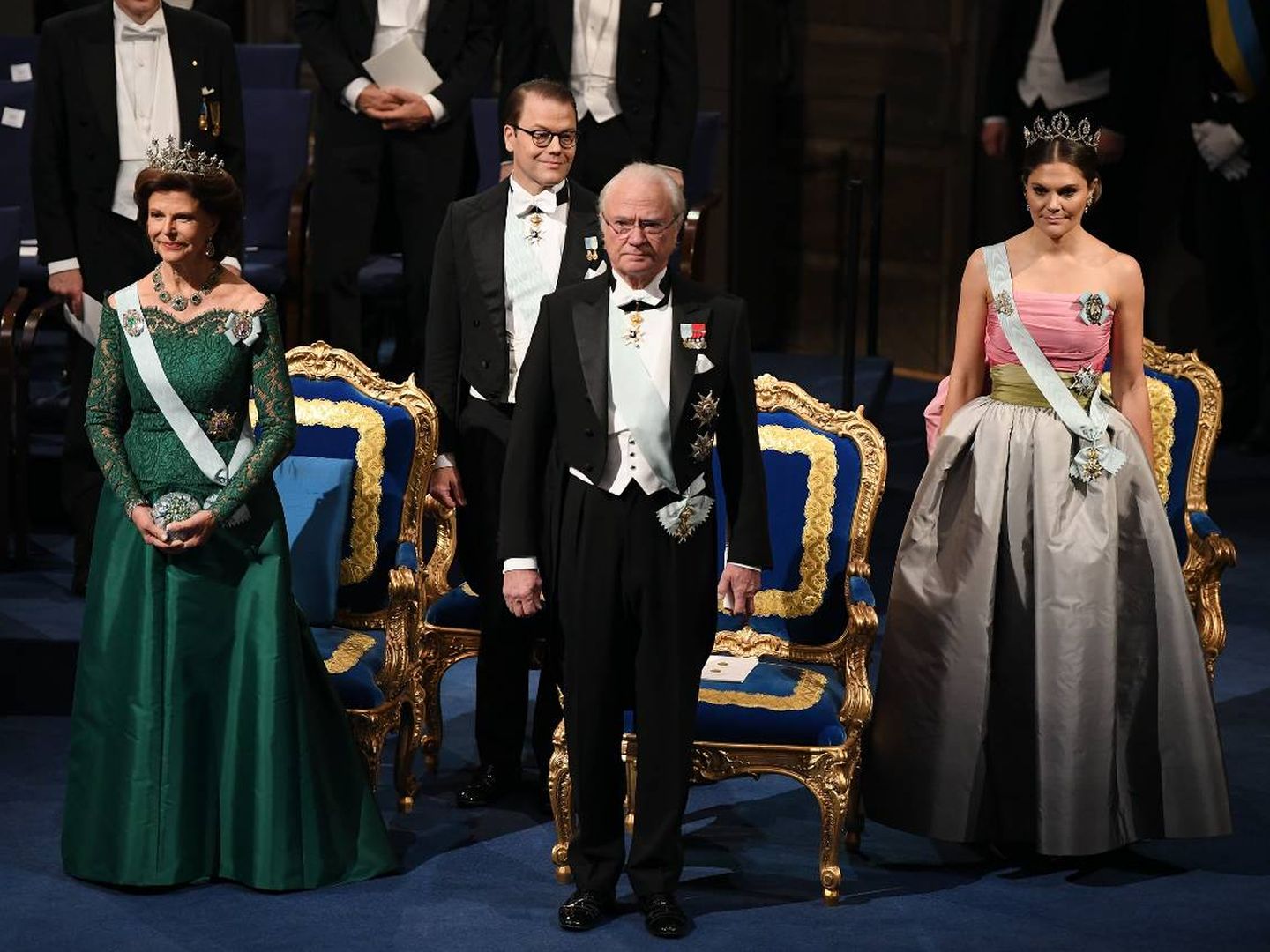 La familia real sueca, durante los últimos Premios Nobel. (Getty)