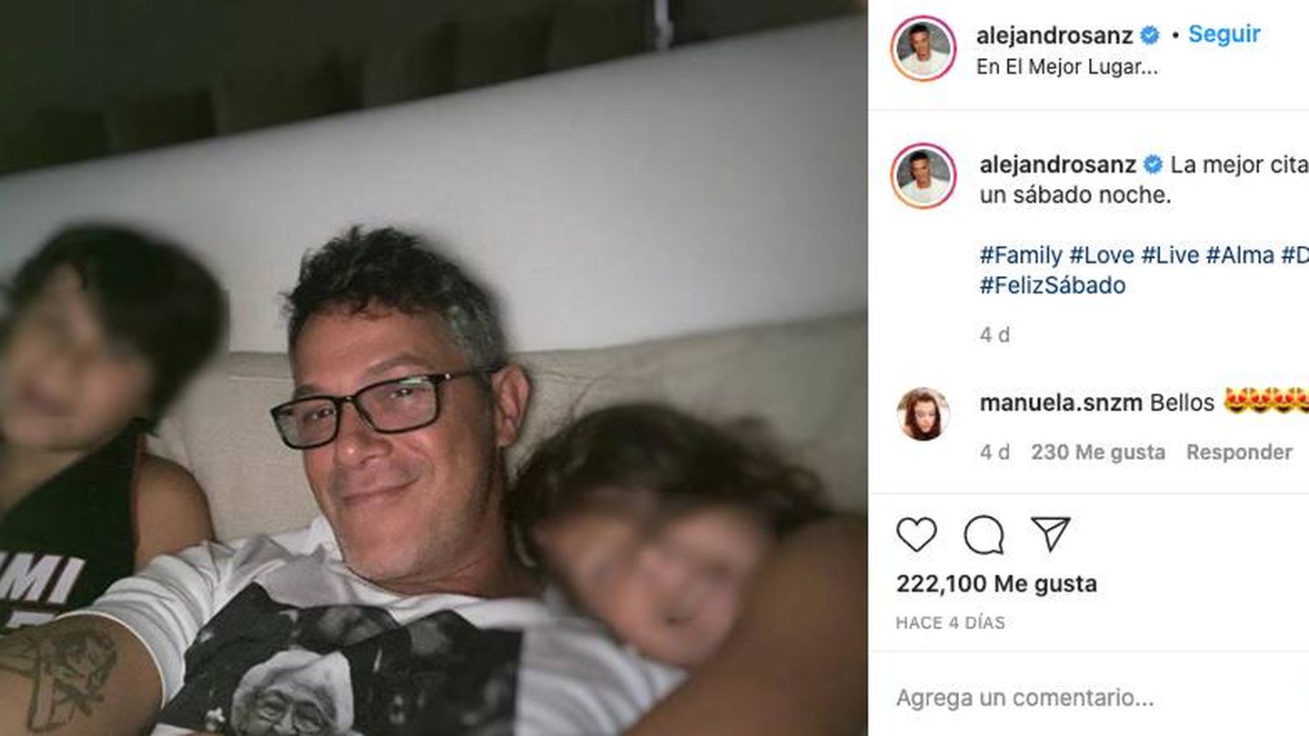  Sanz y sus hijos. (Instagram @alejandrosanz)