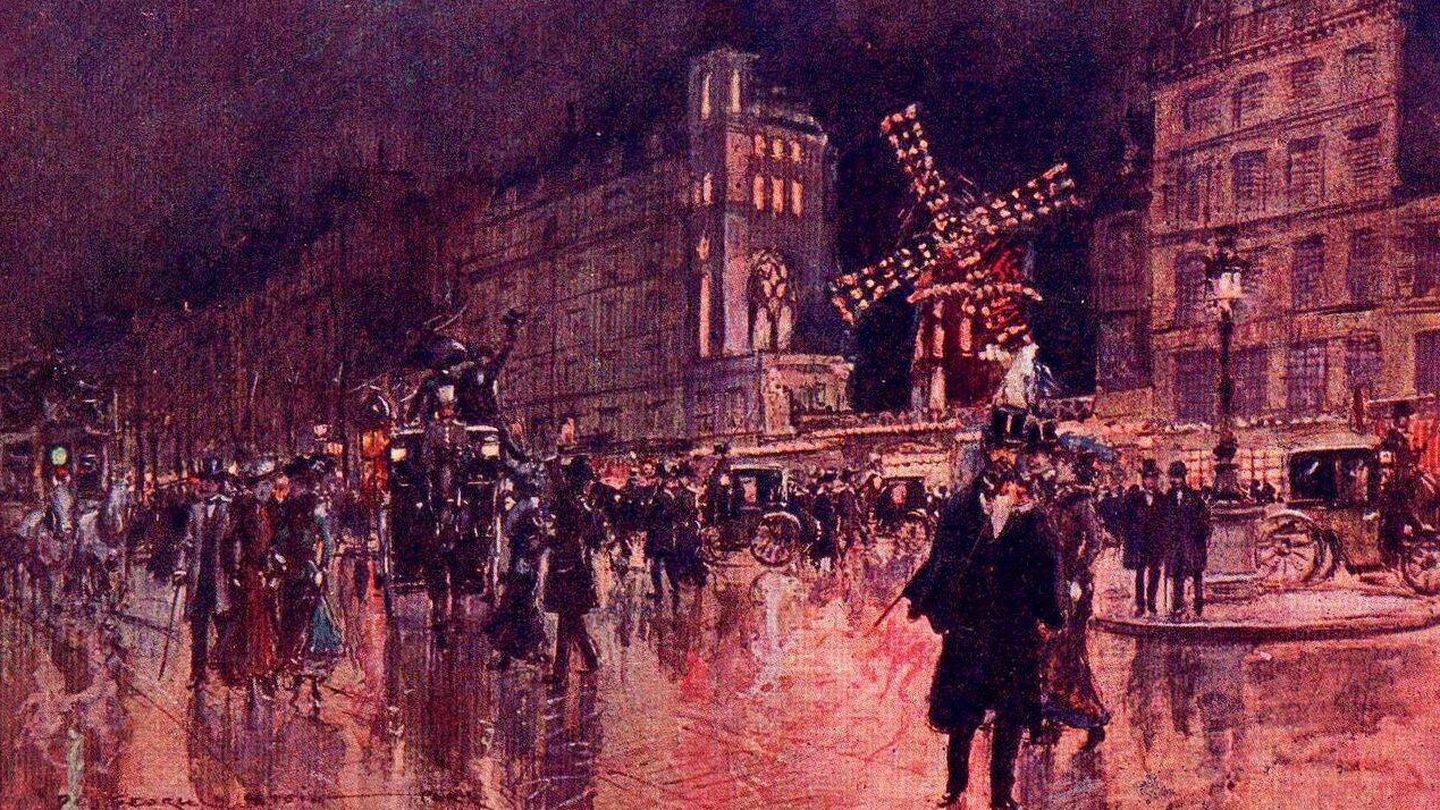 Postal del Moulin Rouge, hacia 1910.