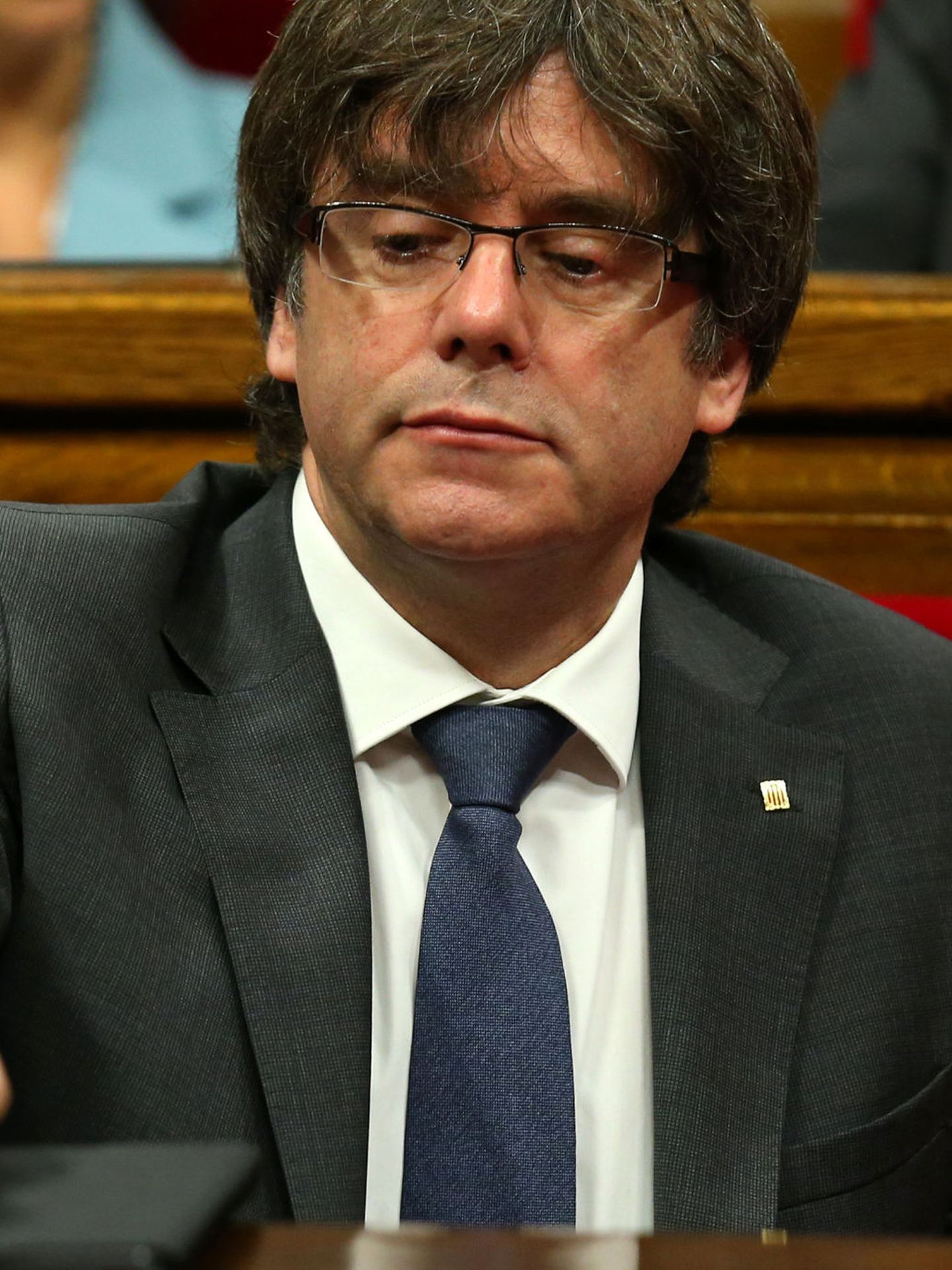 Catalan regional President Carles Puigdemont attends a session of the Catalonian regional Parliament in Barcelona, Spain, September 6, 2017. REUTERS Albert Gea