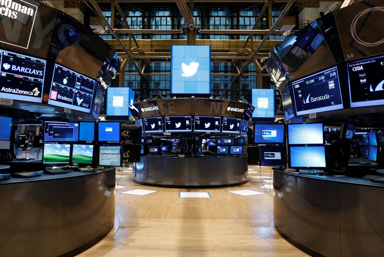 La Bolsa de Nueva York, el 7 de noviembre de 2013, fecha en la que Twitter empezó a cotizar. (Reuters)