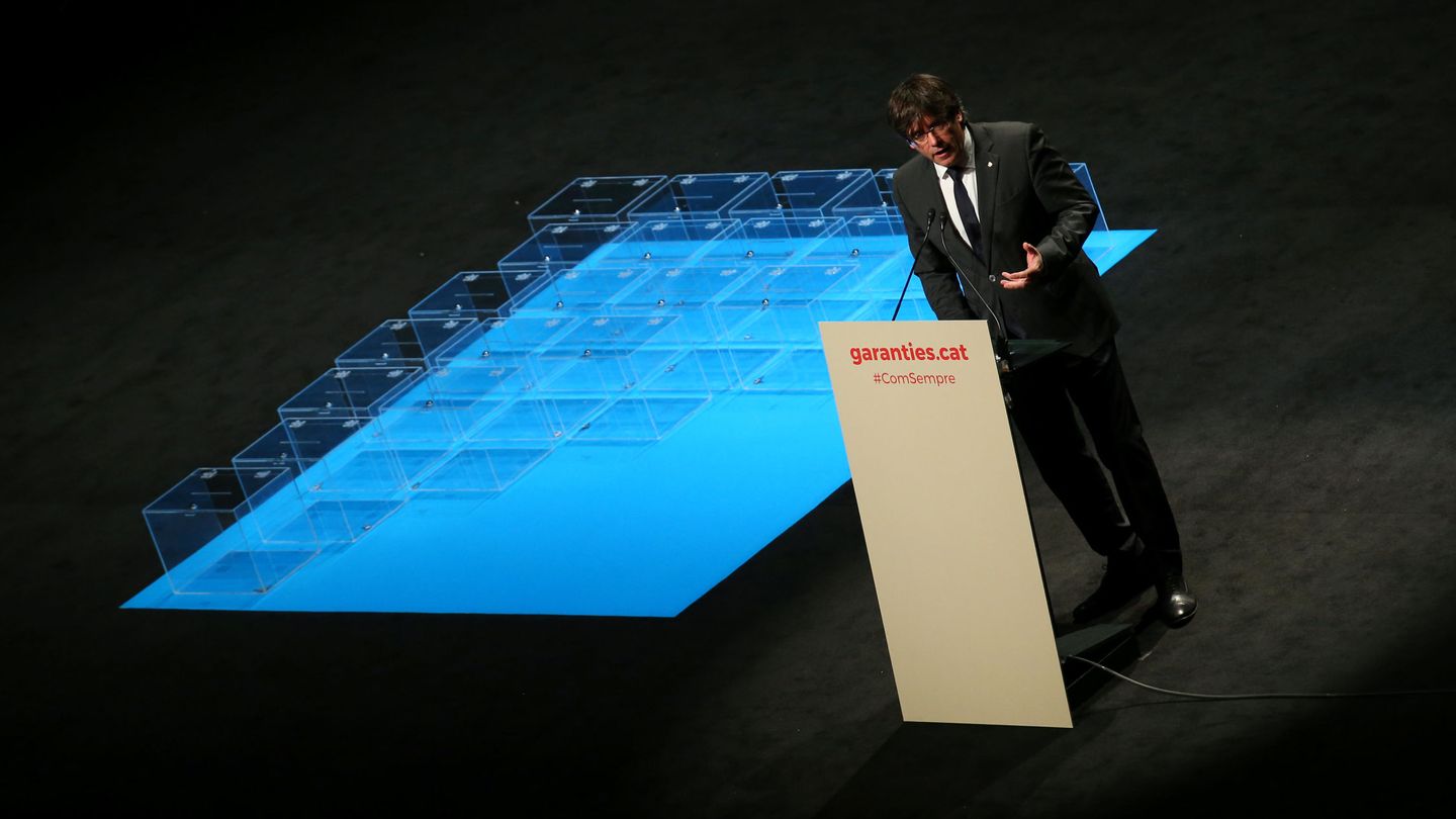 Carles Puigdemont, durante el acto de presentación de la Ley de Referéndum, este 4 de julio en el Teatre Nacional de Catalunya, en Barcelona. (EFE)
